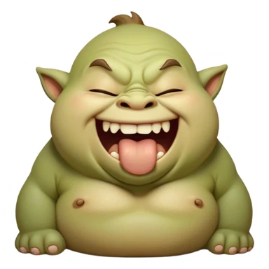 Cinematic Cute Yawning Ogre Portrait Emoji, with a surprisingly cuddly, rotund figure in soft earthy greens and browns, head tilted back in a big, gentle yawn exposing a set of comically oversized teeth, simplified yet irresistibly adorable, highly detailed with a soft glowing outline that captures the sleepy charm of a friendly ogre after a long day of gentle mischief! sticker