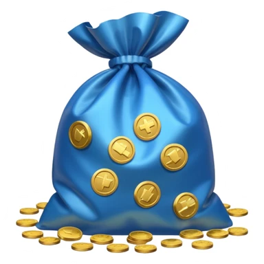 blue coins inside an opened bag  sticker