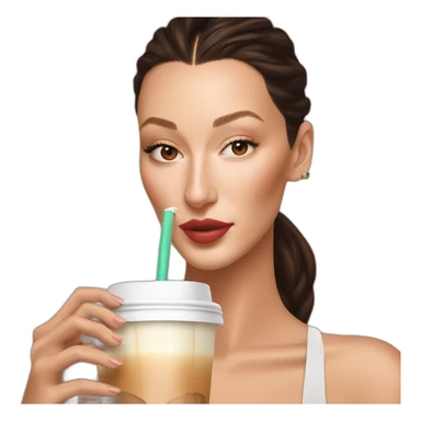 Bella Hadid drinking ice latte sticker