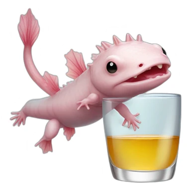 Un axolotl qui est entrain de boire de la vodka dans un verre à pied sticker