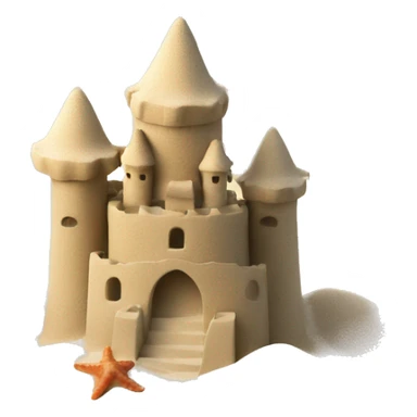 Beautiful sand castle with star fish sticker