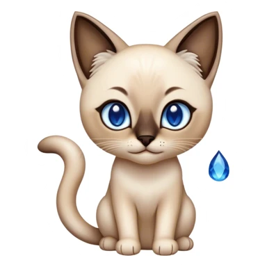 Cinematic Cute Siamese Cat Portrait Emoji, slender body, soft cream-colored fur with rich dark points on the ears, face, paws, and tail, big, sparkling sapphire-blue eyes, Simplified yet irresistibly adorable features, highly detailed, glowing with a warm, cozy glow, high shine, curious yet calm, stylized with a touch of whimsy, bright and endearing, soft glowing outline, capturing the essence of a mischievous yet lazy and loveable kitty, so cuddly it feels like it could waddle right out of the screen for a snuggle! sticker