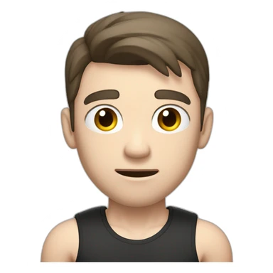 Confused Pale skinned Fit Man With the biceps and dark brown hair in black shirt, gray sports shorts and white Sneakers sticker