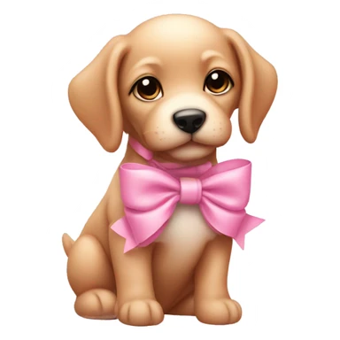 Baby pink puppy with a pink bow sticker