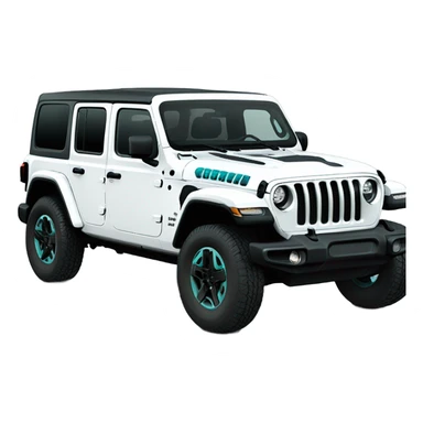 2018 white 4 door jeep wrangler with teal blue accents sticker