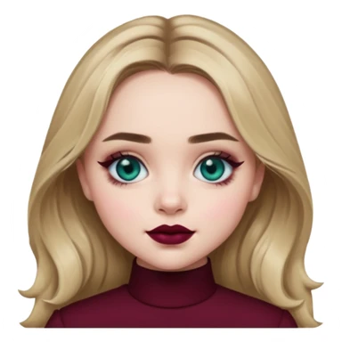 Sabrina carpenter blue-green eyes wearing burgundy lipstick  sticker