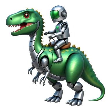 robot ride a dinosaur  sticker