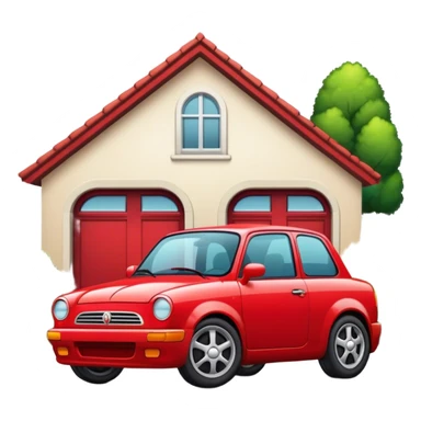parked red car driveway sticker