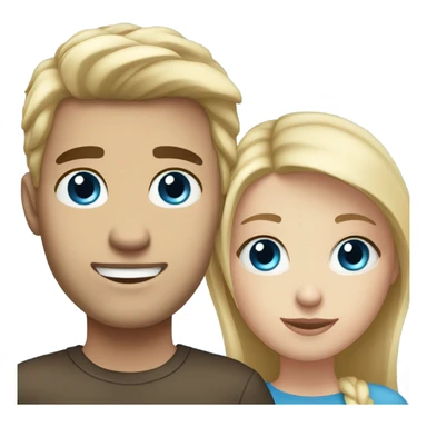 A blonde haired girl with her boyfriend. He has dark brown  hair. They both have blue eyes  sticker
