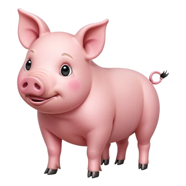cinematic-[realistic pig]-realistic-full-body-standing-emoji,-tail-flicking-lazily,-head-tilted-dramatically,-sleek-[pink]-skin,-simplified-yet-realistic-focused-features,-highly-detailed,-glowing-with-an-almost-sarcastic-glow sticker