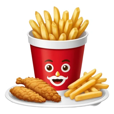 Plateau rouge de fast food avec dessus une bucket de poulet KFC des frite et un coca sticker