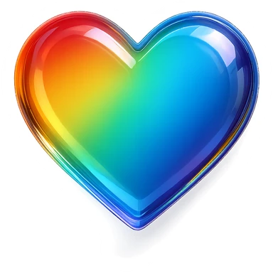 heart icon with a rainbow glass effect, digital illustration sticker