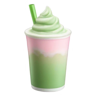 iced matcha latte in a pastel pink cup sticker