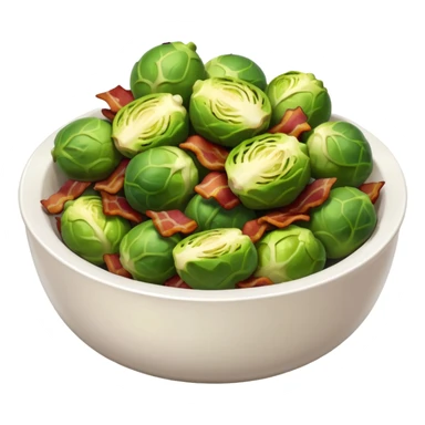 realistic char boiled brussel sprouts with bacon bits in a white bowl sticker