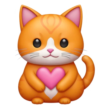 Gato naranja corazón rosa cuerpo entero kawaii sticker