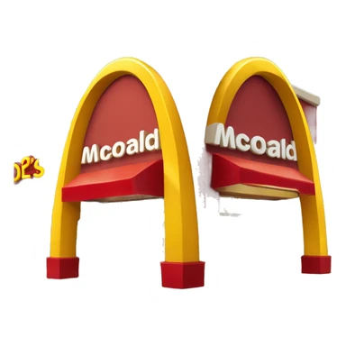 “McDonald’s store with the iconic golden arches, a red and yellow color scheme, and a simple, recognizable design that captures the essence of a fast food restaurant.” sticker