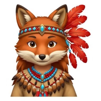 fox in a Native American costume sticker