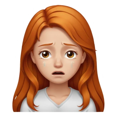 Girl crying with long hair, brown eyes, ginger hair sticker