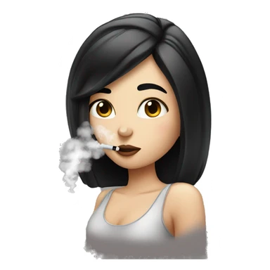 white girl with black hair smoking a vape sticker
