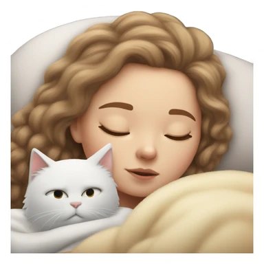 white Girl and cat sleeping sticker