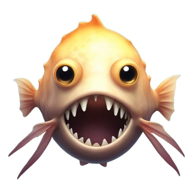 Anglerfish with a glowing lure hanging from its forehead, sharp teeth, and big eyes. sticker