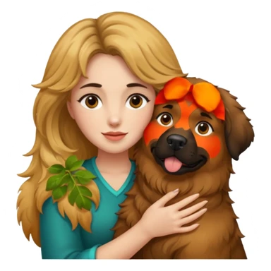 Ludovica che abbraccia il suo cane leone sticker