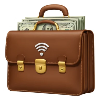 open wifi money bill filled briefcase sticker
