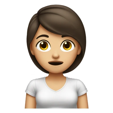 Brunette girl annoyed eye roll with thumbs up sticker