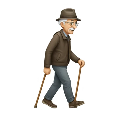 old man walking with cane sticker