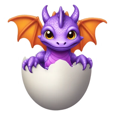 purple and orange baby dragon in egg sticker