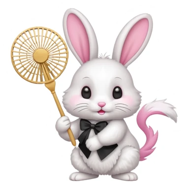 A rabbit hold a folding fan playfully sticker
