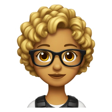 Chica con cabello rizado color negro, piel clara y que use lentes y sus ojos sean color negro también   sticker