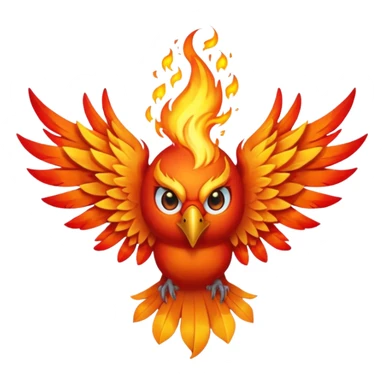 Phoenix force from marvel in a shape of flame bird face to screen with spread wings sticker