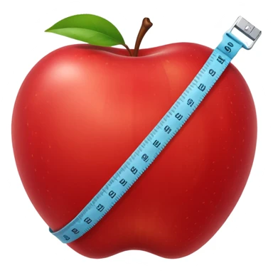 apple with a measuring tape sticker