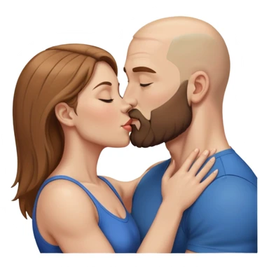 Beautiful light brown hair making out her muscular bald beard husband sticker