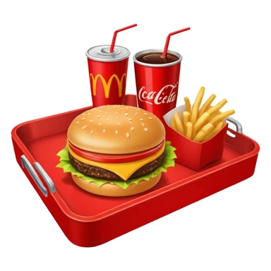A McDonald’s meal consisting of a Big Mac, fries, and a coke, all on one red serving tray. sticker