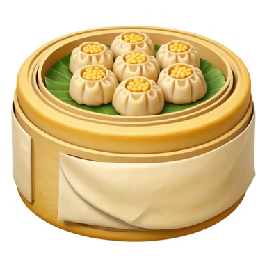 siu mai (a type of dim sum, just 1 cube of white color fish patty wrapped by yellow dough, leaving only the top part unwrapped, shape looks like short cylinder shape) sticker
