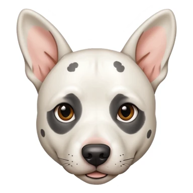 White cattle dog pitbull mix with long ears and subtle black spots  sticker