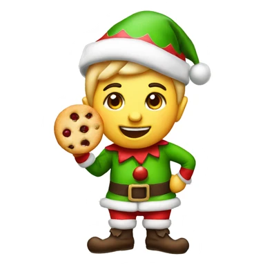 Christmas elf eating a cookie sticker