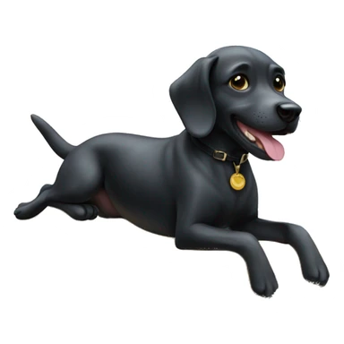 Black dog riding on the dolphin  sticker