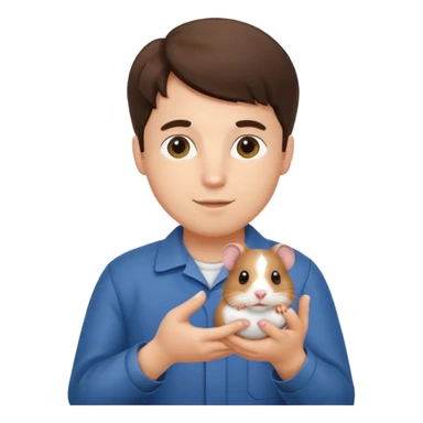 a brunette man vet holding a hamster sticker
