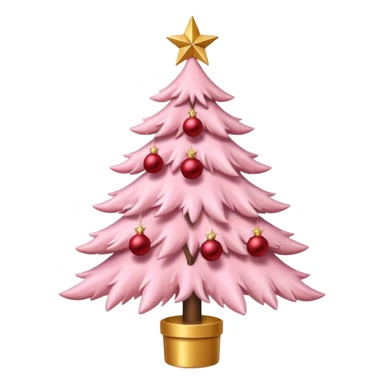 pastel pink christmas tree with red ornaments and star on top sticker