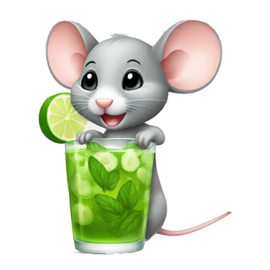 baby mouse drinking mojito sticker