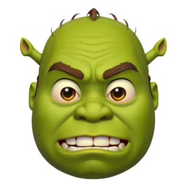 Shrek with an angry face, emoji style sticker