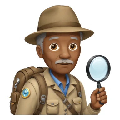 Explorer old black Man with backpack and magnifying glass sticker