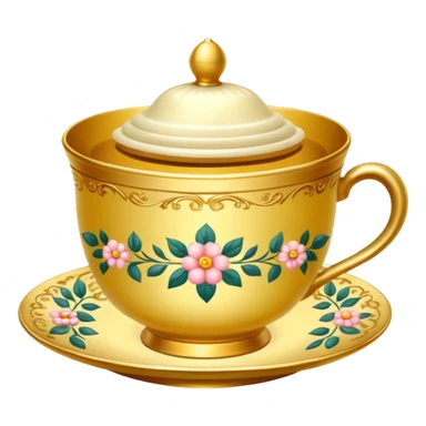 Golden teacup with floral pattern  sticker