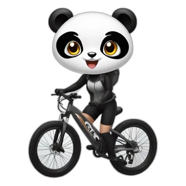 Cute Panda girl with carbon mountain bike sticker