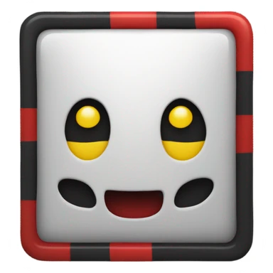 a black and red rectangle with a medium-sized yellow circle in the middle sticker