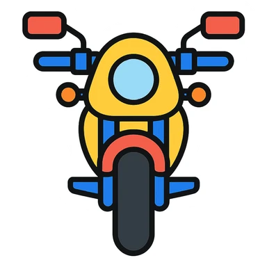 motorcycle, color outline icon style, front view, bold outlines sticker