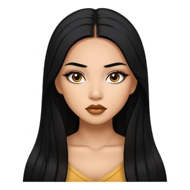 baddie with Asian and Latina features, long straight black hair, makeup sticker